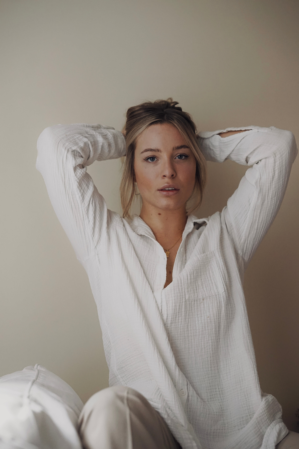 Woman in White Dress Shirt